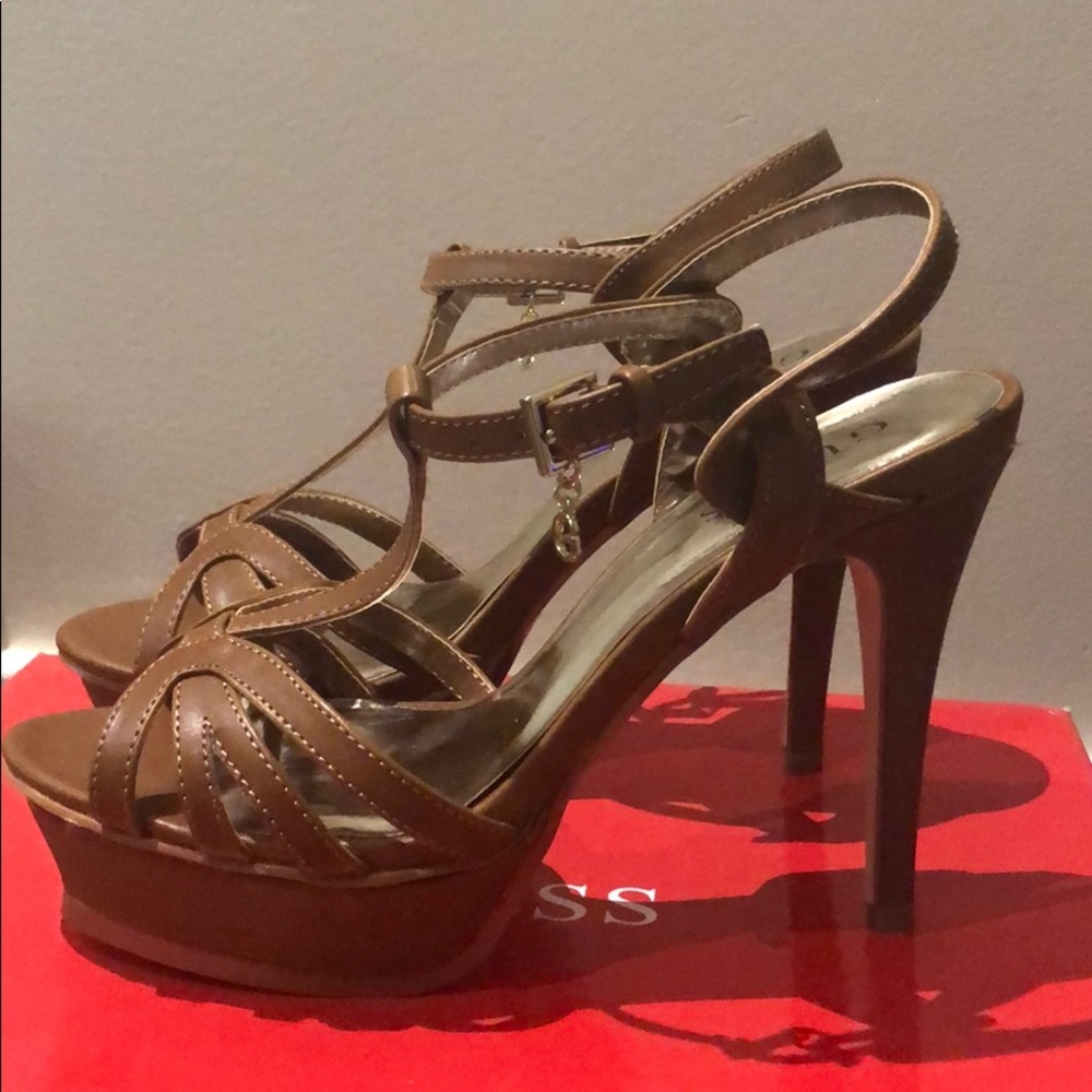 Guess Brown Platform Sandals